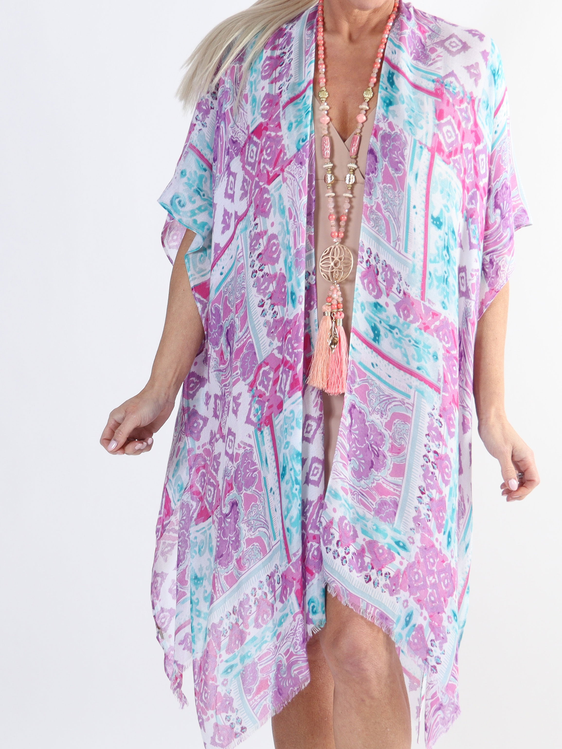 Alexandrine - Let og luftig plus size kimono i bomuld